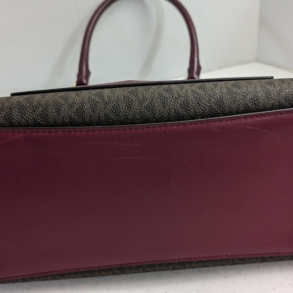 Michael Kors Benning Satchel Maroon & Brown Tote Bag - Picture 12 of 15